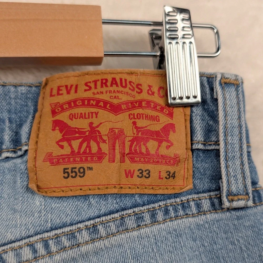 Levi's 559 Jeans Mens 36x34 Light Blue Relaxed Straight Denim Dadcore Americana